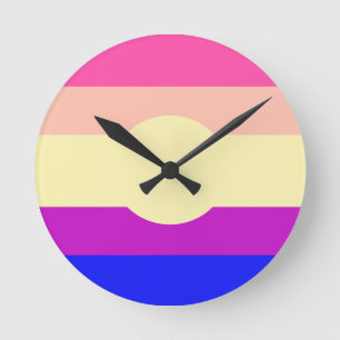Helle Farbige Streifen-Sommer- Runde Wanduhr