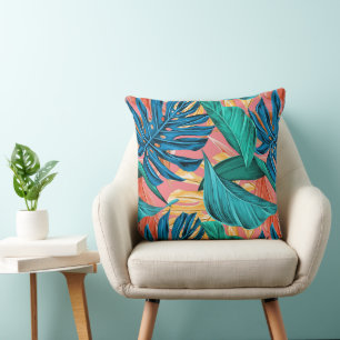 Helle Farbige Tropische Sommer Palmwedel Kissen