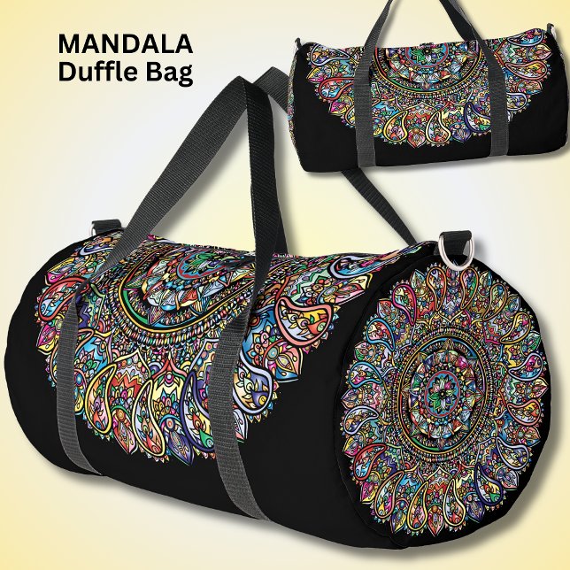 Helle Farbigkeit Mandala Pink Aqua Gelb Blau Duffle Bag (Von Creator hochgeladen)