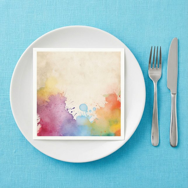 Helle Farbspritzer Serviette (Bright paint splashes napkin.)