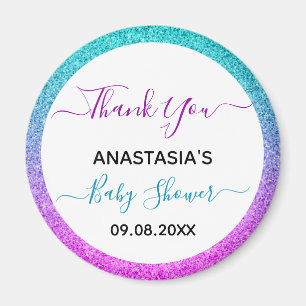 Helle Farbtupfer Blau Lila Danke Baby Dusche Magnet