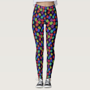 Helle Farne auf marineblau Design Leggings