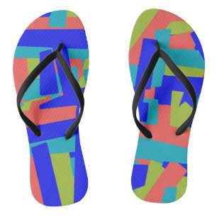 Helle, fette blaue grüne Korallen-Abstrakte Patche Flip Flops
