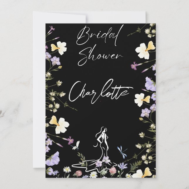 Helle, fette Blume-Schrift Bridal Einladung (Vorderseite)