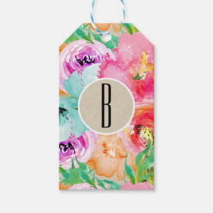 Helle Fette Farbige Blumen- Rustikal Moderne Kraft Geschenkanhänger