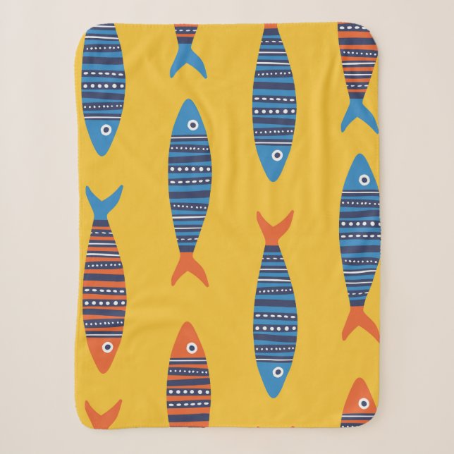 Helle Fische nahtlos. Handgezogene Seehandlung Sherpadecke (Vorderseite)