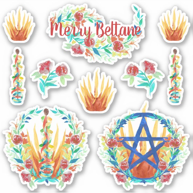 Helle Flora Beltane Feuer & Maypole Heide Kinder Aufkleber (Vorderseite)