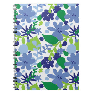 Helle floral Multi Green und Blue Spiral Notebook Notizblock