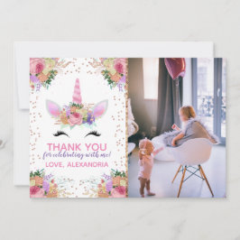 Helle Floral Unicorn Vielen Dank Einladung