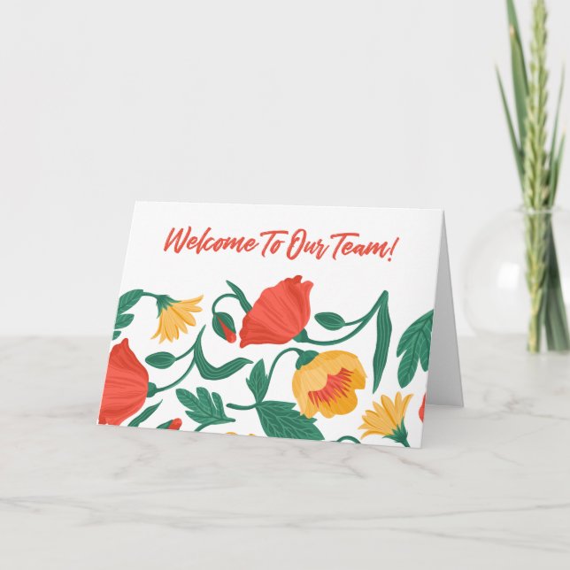 Helle Floral Willkommen im Team Neuer Mitarbeiter Karte (Vorderseite)