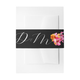 Helle, florale, farbige Monogramm-Schwarze Hochzei Einladungsbanderole