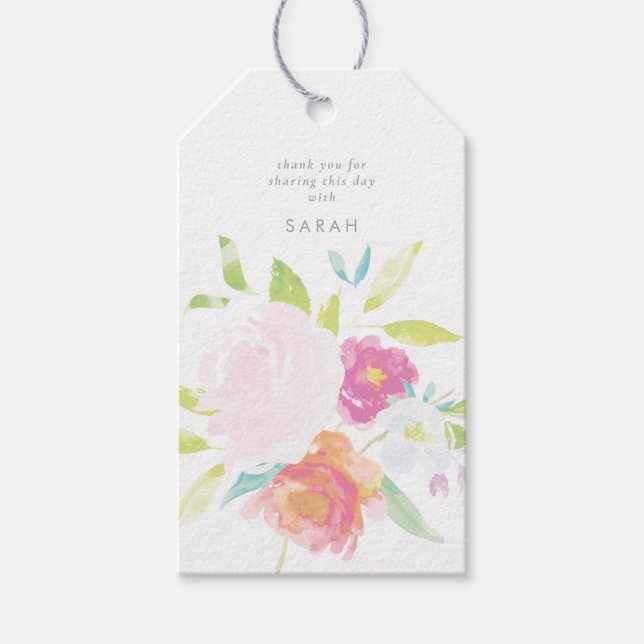 Helle florale Kraft Geschenkanhänger (Vorderseite)