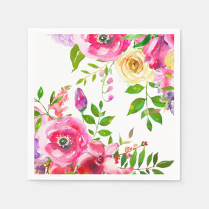 Helle florale kühne rosa Frühlingsbotanik modern Serviette