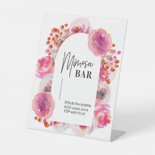 Helle florale Mimosa Bar Zeichen für Brautparty Sockelschild