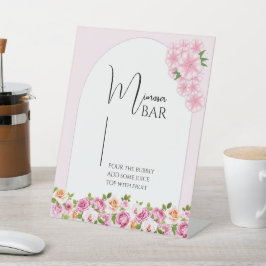 Helle florale Mimosa Bar Zeichen für Brautparty Sockelschild