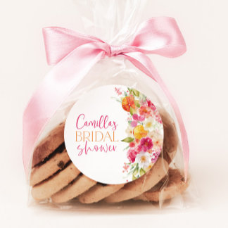 Helle florale Zitrus-Hochzeitsdusche Favoriten-Auf Runder Aufkleber