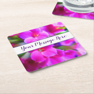 Helle fröhliche Blume Rosa Magenta Lila Custom Rechteckiger Pappuntersetzer