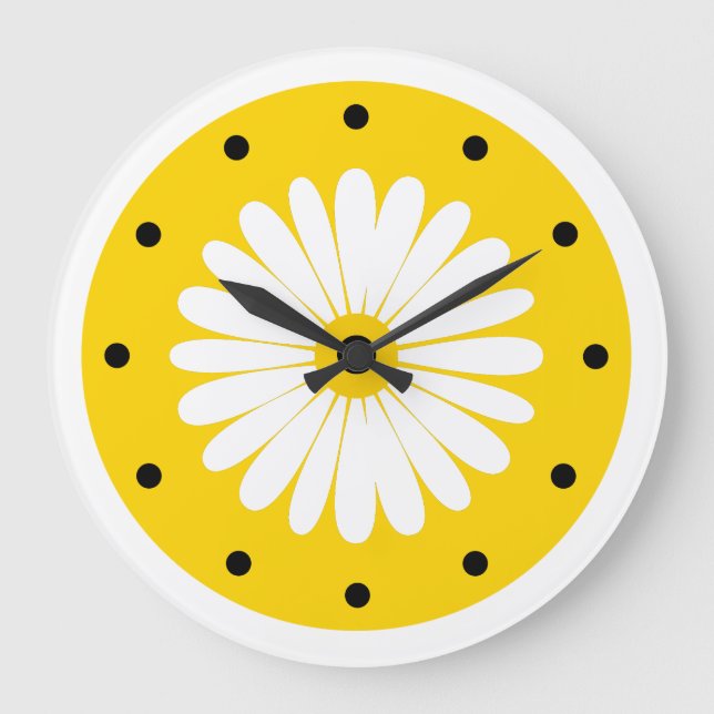 Helle, fröhliche Blumenkochecke Große Wanduhr (Vorderseite)