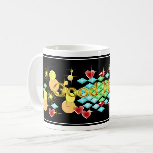 Helle, fröhliche gute Nacht Kaffeetasse (Vorderseite Links)