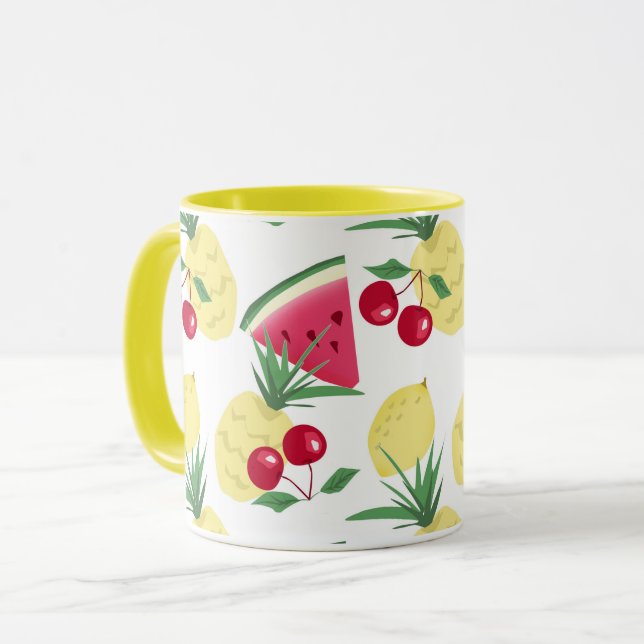Helle Früchte und Beeren auf weiß. Tasse (Vorderseite Links)