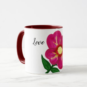 Helle Fuchsia Gelbe Blume Liebe Tasse