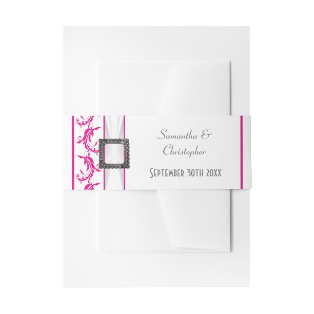 Helle Fuchsia Rosa Traditionelle Hochzeit Einladungsbanderole (Vorderseite Beispiel)