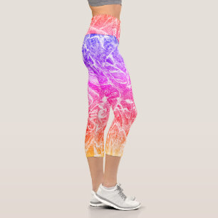 Helle Fun Regenbogenfarben Abstrakter Marmor Capri Leggings