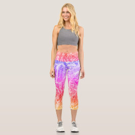 Helle Fun Regenbogenfarben Abstrakter Marmor Capri Leggings