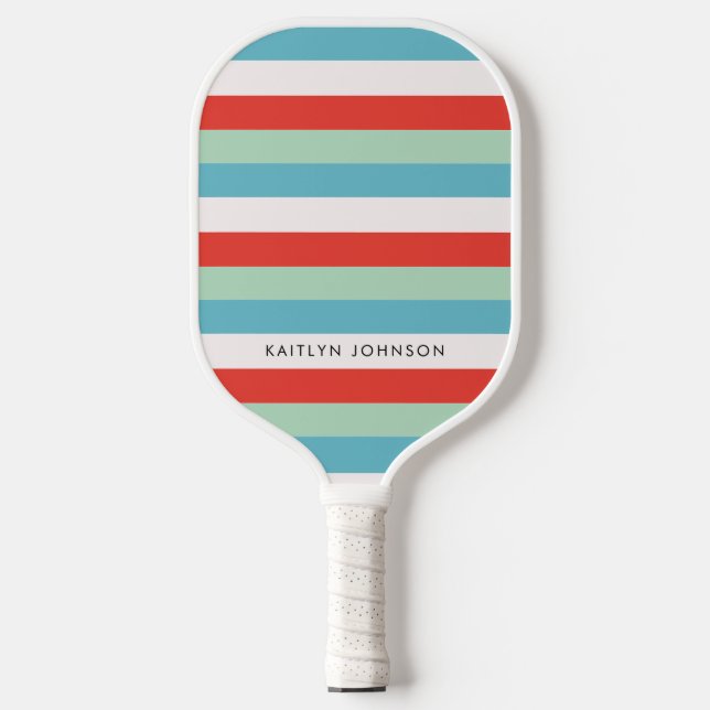 Helle Fun Sommer Retro farbenfrohe Streifen Pickleball Schläger (Vorderseite)