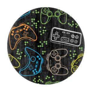 Helle Gaming-Joysticks: cooles Muster. Schneidebrett