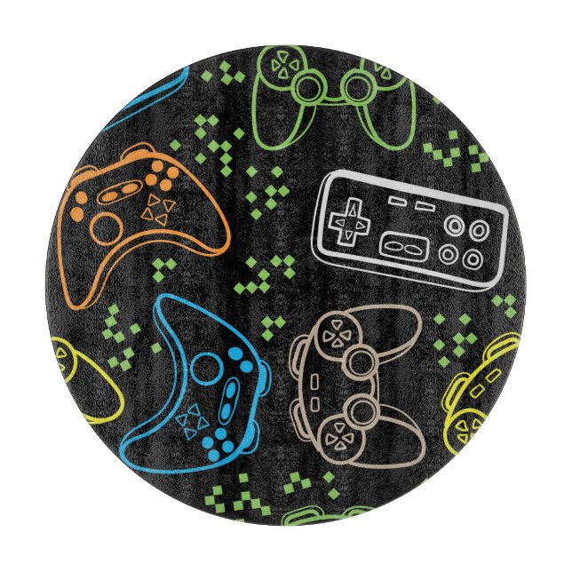 Helle Gaming-Joysticks: cooles Muster. Schneidebrett (Vorderseite)