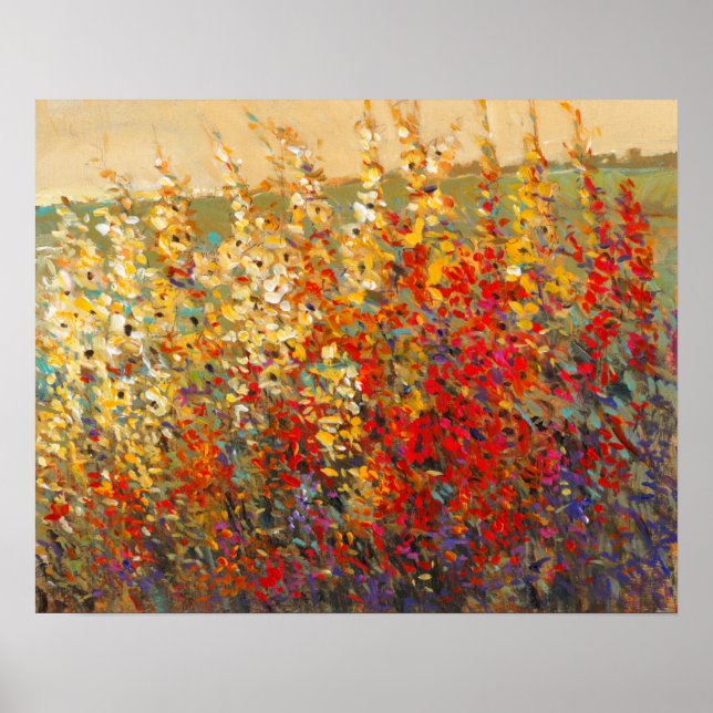 Helle Gartenmauer Frühlingsfest Wildblumen Poster (Vorne)