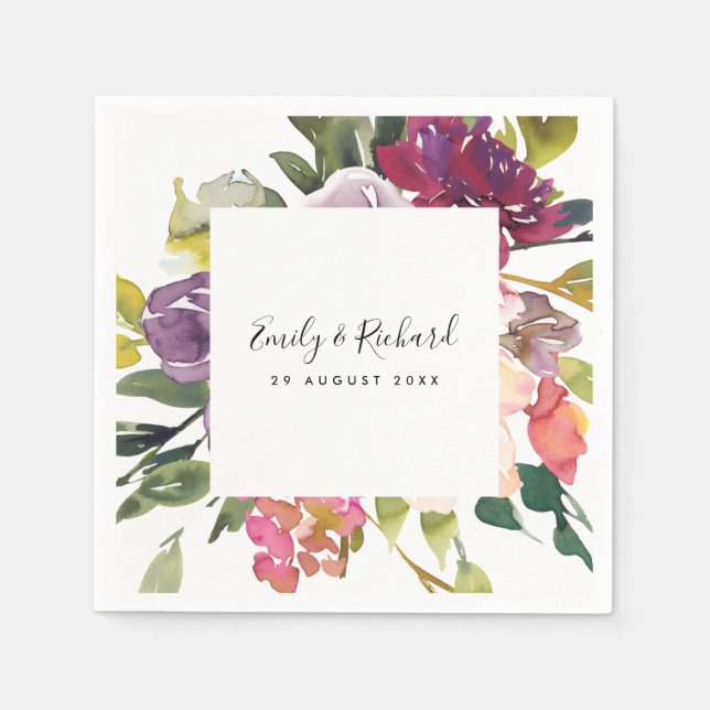 HELLE GELBE BLUSH BURGUNDY BLÖDY BUNCH BUNCH WEDIN SERVIETTE (Vorderseite)