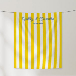 Helle gelbe Cabana-Streifen-personalisierte Hochze Wandteppich