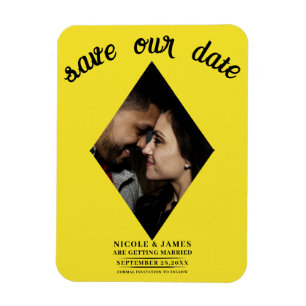 Helle Gelbe Diamant-Foto-Hochzeit Termin speichern Magnet