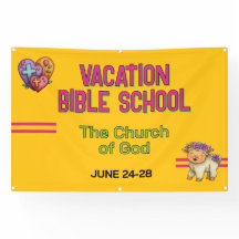 Helle gelbe Ferienbibelschule Kirchenbanner