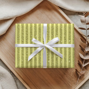 Helle gelbe Glitter Streifen im Hochformat Geschenkpapier