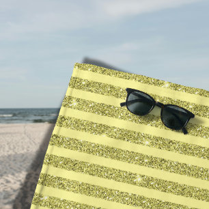 Helle gelbe Glitter-Style-Vertikalstreifen Strandtuch