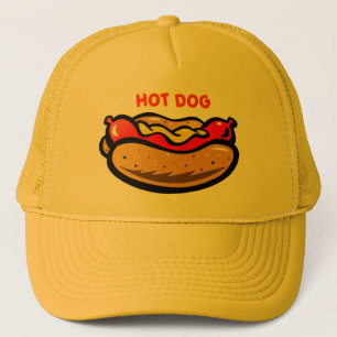Helle gelbe Hot-Dog-Stand-Sonderdruck-Logo Truckerkappe