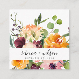 HELLE GELBE ORANGE FLORA BUNCH WEDCH DANKEN QUADRATISCHE VISITENKARTE