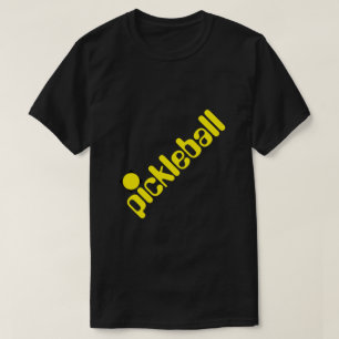 Helle Gelbe Pickleball-Schrägtext Auf Fett Schwarz T-Shirt