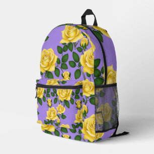 Helle gelbe Rosen mit grünen Blättern  Bedruckter Rucksack