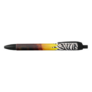 Helle gelbe Sonnenblume auf Zebra-Druck-Streifen Kugelschreiber