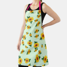 Helle gelbe Sonnenblumen auf sanftem Grün Schürze