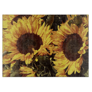 helle gelbe Sonnenblumen Schneidebrett