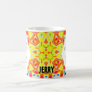 Helle gelbe und blaue geometrische Kaleidoskop-Kun Kaffeetasse