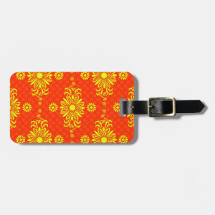 Helle gelbe und orange Blumenmuster Gepäckanhänger
