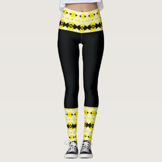 Helle gelbe und schwarze Tribal-Leggings Leggings