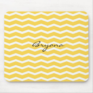 Helle gelbe und weiße Chevron-Muster-Mauspad Mousepad