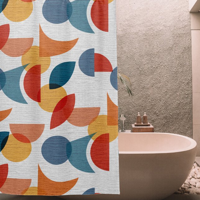 Helle geometrische Retro Abstraktes Mitteljahrhund Duschvorhang (Bright Geometric Retro Abstract Midcentury Modern Shower Curtain)